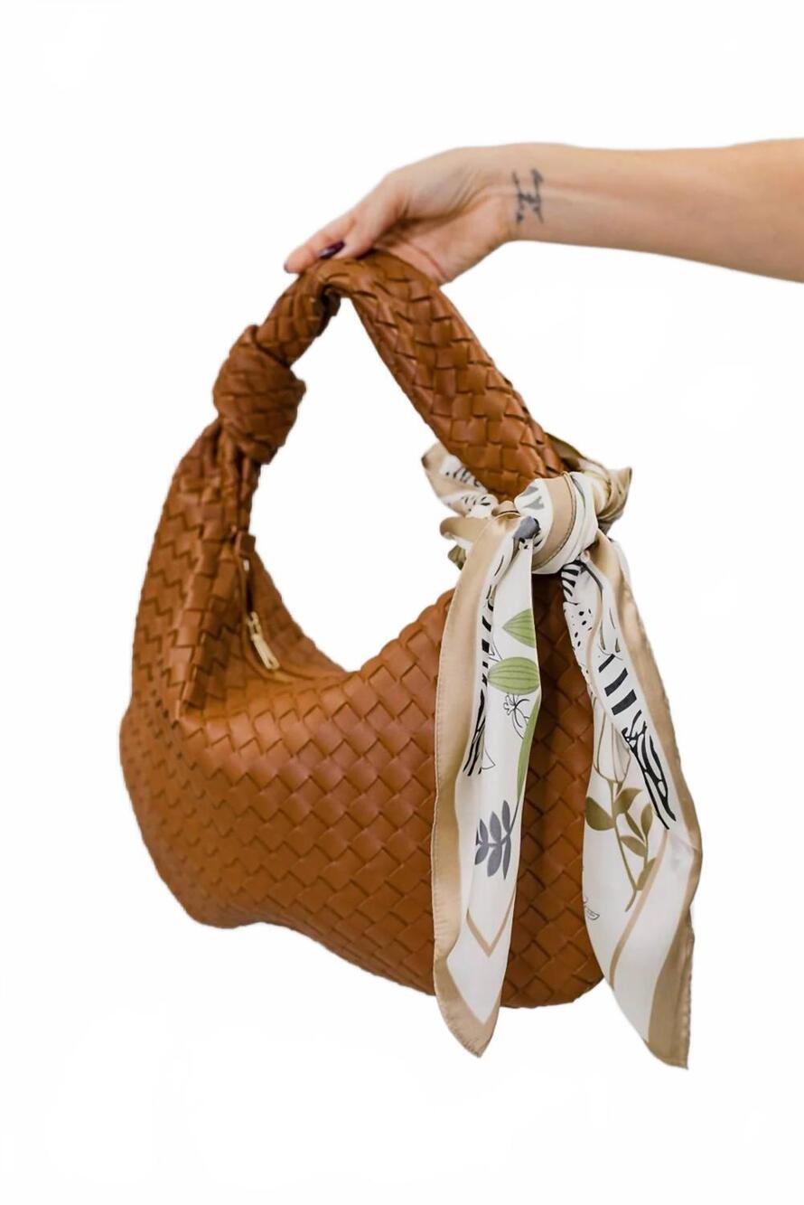NEW JOIA women's sightseer oversize woven shoulder bag in mocha